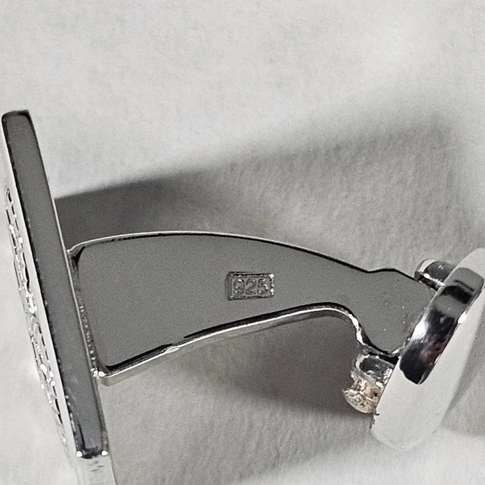 Jan Leslie Cufflinks Mens OS Silver Sterling 925 Geometric Knot Square Formal